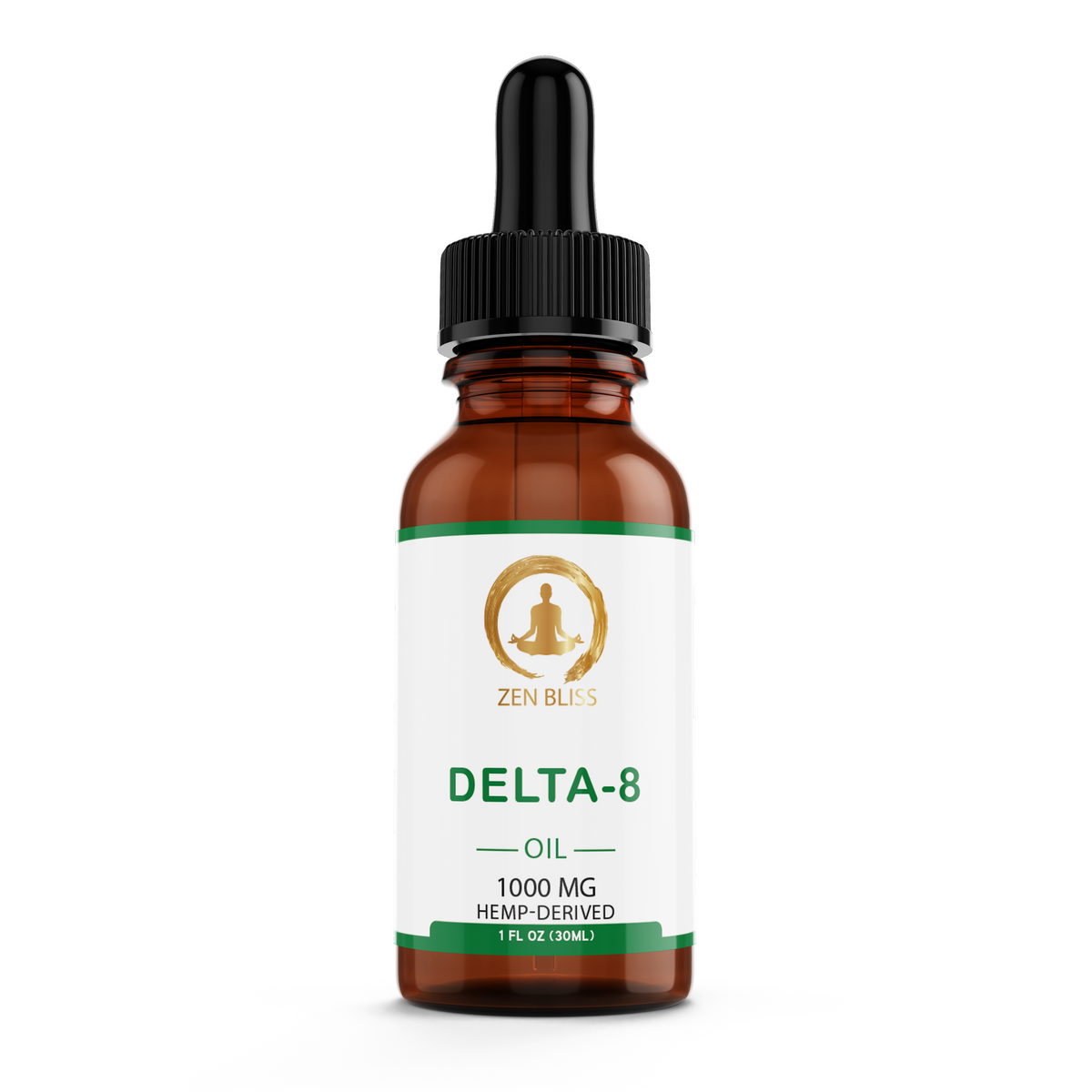 Zen Bliss Delta-8 THC oil, 1000 mg, 30 ml dropper bottle