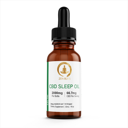 Zen Bliss THC-Free CBD Oil With Melatonin, 2000 mg, unflavoured, 30 ml dropper bottle