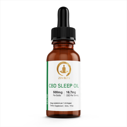 Zen Bliss THC-Free CBD Oil With Melatonin, 500 mg, unflavoured, 30 ml dropper bottle